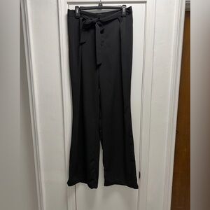 Black Wide-Leg Trousers with Tie Waist